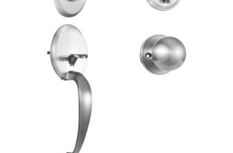 VEVOR Haustürgriff- und Riegel-Set, Vordertürschloss-Set aus satiniertem Nickel mit Innenknauf, verstellbarer Lochabstand, Einzelzylinder-Griffset, für rechts- und linkshändige Eingangs- und Vordertür
