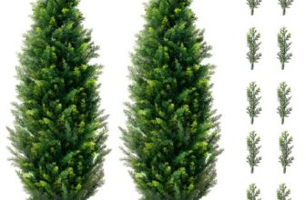 VEVOR Künstlicher Formschnittbaum aus Zeder, 121,9 cm hoch (2 Stück), mit zusätzlichen Blättern und Topf, künstliche immergrüne Kiefern-Zypressenpflanze, UV-geschütztes künstliches Grünset