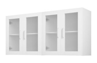 VEVOR Wandschrank für Waschküche, 2-stöckiger Wandhängeschrank mit verstellbarer Ablage, Küchenschrank mit 4 Türen, für Küche Bad Wäscherei, 122×30,x61 cm, 72,6 kg belastbarer Oberschrank