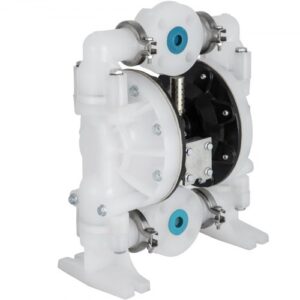 VEVOR Luftbetriebene Doppelmembranpumpe, 2,54cm / 25mm Einlass/Auslass, 136 L/min Polypropylen, max. 7 bar / 100 psi für den chemischen und industriellen Einsatz
