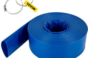 VEVOR Abflussschlauch, 101,6 mm x 32 m, PVC-Flachschlauch, robuster Rückspül-Ablaufschlauch mit Klemmen, wetterfest und platzsicher, ideal für Schwimmbad und Wassertransfer, blau