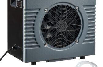 VEVOR Pool-Wärmepumpe 4160 W Nennleistung, Elektrische Poolheizung für Aufstellpools bis 15 m³, Max. COP 5,14, Geräuscharm, FI-Schutzschalter, Heiztemperatur 15-40 °C, Heiz- & Kühlmodus
