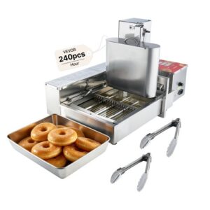 VEVOR Gewerbliche Automatische Donutmaschine, 4-reihige Donutmaschine, 240 Stück/h, Elektrischer Hochleistungs-Donutbereiter, Fritteuse aus Edelstahl mit Intelligenter Steuerung, Donut Maker