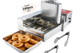 VEVOR Gewerbliche Automatische Donutmaschine, 4-reihige Donutmaschine, 240 Stück/h, Elektrischer Hochleistungs-Donutbereiter, Fritteuse aus Edelstahl mit Intelligenter Steuerung, Donut Maker
