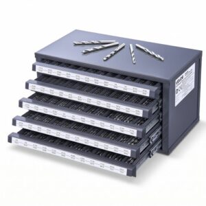 VEVOR Bohrer-Spender-Schrank, Bohrer-Organizer-Schrank mit fünf Schubladen für 13,1 mm bis 25 mm Stahl-Bohrer-Spender-Organizer-Schrank mit Etiketten, Stapelbarer Bohrer-Spender Aufbewahrung