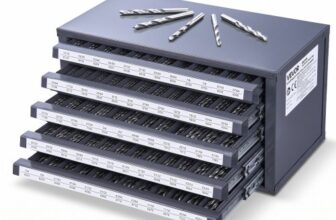 VEVOR Bohrer-Spender-Schrank, Bohrer-Organizer-Schrank mit fünf Schubladen für 13,1 mm bis 25 mm Stahl-Bohrer-Spender-Organizer-Schrank mit Etiketten, Stapelbarer Bohrer-Spender Aufbewahrung