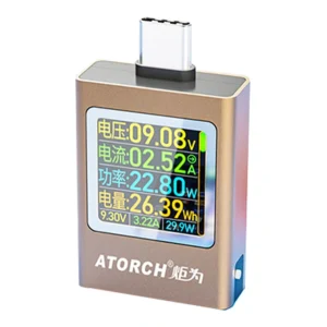 ATORCH AT085C DC4.5-50V 0-12A 600W PD3.1 Digitalanzeige Voltmeter für Powerbank Typ-C Handy Ladegerät TFT G-Sensor Teste