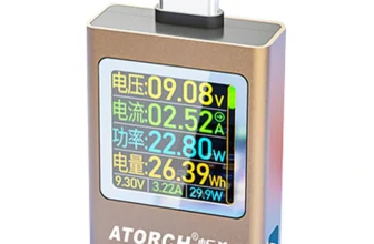 ATORCH AT085C DC4.5-50V 0-12A 600W PD3.1 Digitalanzeige Voltmeter für Powerbank Typ-C Handy Ladegerät TFT G-Sensor Teste