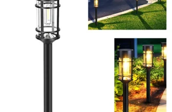 Elfeland Solar Wolfram-Filament-Rasenlicht 21,5″ hohe LED-Gartenstehlampe IP65 wasserdicht wiederaufladbare Solarwegbele