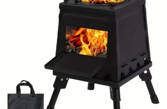 Xmund Tragischer Tragbarer Holzofen für Camping im Freien Mini Klappbarer Holzofen Abnehmbarer Holzofen für Camping Pick