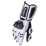 Harssidanzar Unisex Leder Motorradhandschuhe KM045EU Weiß Schwarz L