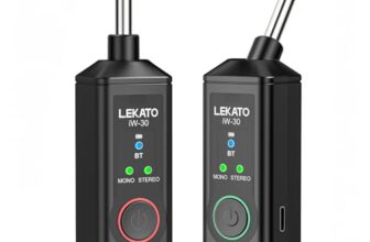LEKATO iW-30 Bluetooth-Empfänger, 6,35 mm Klinke, 2 HiFi-Empfänger mit 50 m Reichweite, kabelloser Stereo-Audio-Empfänger mit 15 Stunden Spielzeit, Mono-/Stereo-Modus, Bluetooth-Adapter für PA & DJ