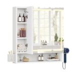 YITAHOME Spiegelschrank Bad LED 3 Türen Steckdose Wandschrank 70cm