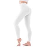 FuelMeFoot Leggings Damen High Waist Sportleggings Weiß,L-XL,