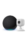 Amazon Echo Dot (neueste Gen.), Anthrazit + Blink Mini 2K+ Überwachungskamera, Weiß – Kamera per Alexa steuern, mit Alexa+ Early Access,