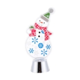 2 Stück LED Schneemann Tischleuchte aus Acryl mit Flackerndem Licht,