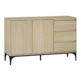 Helloshop26 Anrichte, Kommode, Aufbewahrungsschrank, Wohnzimmer, Eingangsbereich, Schlafzimmer, 77 x 120 x 40 cm, Eichenoptik, hell 03_0009028,