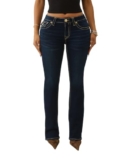 True Religion Becca Big T Flap Bootcut Jeans, dunkle Eiche, Größe 54,