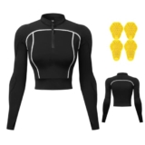 SamLng Motorrad Oberteil Damen Gepanzerter, Kurze Motorradjacke CE-Zertifiziert Schutzausrüstung, Atmungsaktives Gepolstertes Mesh Motorradhemd Elastisch Reflektierend Trikot Weste, 78.99
