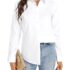 Tincini Leinenbluse Damen Bluse Sommer Tunika V-Ausschnitt Longbluse Große Größen Leinenhemd Blusenshirt Langarmshirt Leinen Baumwolle Hemd Oberteile Shirt (A Grün1, XXL)