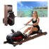 Rudergerät für Zuhause, Aeriflo W100 Rudergerät Wasser aus Bambus, rudergeräte klappbar mit Bluetooth Display & APP, leise & platzsparend, Premium Heimtrainer für Ganzkörpertraining