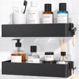 Kitsure Duschablage ohne Bohren, Badezimmer organizer, Large, Schwarz