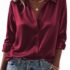 Ebifin Damen Langarmshirt Oversize Longshirt Rundhals,Khaki,XXL