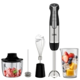 Camic 4-in-1 Stabmixer, Kabelloses Elektrische Stabmixer mit 6-Stufiger + Turbo (Black-4610, 4610),