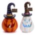 3 Stück Halloween Deko Outdoor Laterne mit LED Kerze, Halloween Deko Innen