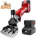 Schnurlose Elektrische Schafschere, Schafschere mit 2 PCS wiederaufladbarem Lithium-Akku, 6 Geschwindigkeiten Heavy Duty Animal Grooming Clippers für Schafe Alpakas Ziegen,
