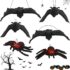 Halloween Deko Outdoor Spinne Set,Riesenspinne Dehnbare Spinnennetze