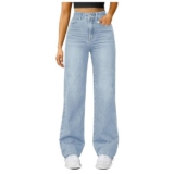 Baggy Jeans Damen Gerade Breites Bein Hosen Aesthetic Jeanshosen 90er Streetwear Jeanshose Straight Leg Pants Loose Fit Pants Teenager Mädchen (Sky Blue, XXXL),