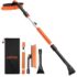 NIGRIN Eiskratzer Auto mit Schneebesen, ergonomischer rutschfester Softgriff, aus hochstabilem ABS, Schwarz-Rot