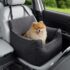CALIYO Hundeautositz mit Stabiler Basis & Sicherheitsgurt | Hundesitz Auto für Kleine bis 10 kg | Memory Foam-Sitzauflage | Wasserdichter, Abwaschbarer Hundekorb mit Aufbewahrungstasche (Schwarz/Weiß)
