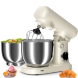 Küchenmaschine Knetmaschine Mit 2.5L+3L Dual-Schalen, 10-Gang-Elektro-Freischneider 1500w – Inklusive Ei-Schlag, Teigschnecke & Flachschaber FüR Heimbacken Und TäGliches Kochen(Weib),