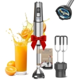Anybear Stabmixer, 1100W 2-in-1 Stabmixer mit Vollkupfermotor & Edelstahlgehäuse, 15 Geschwindigkeitsstufen & Turbo-Modus, Anti-Kratz-Beschichtung, inkl. Schneebesen-Aufsatz (Silver Gray),