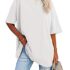 Ebifin Damen Tshirt Oversize Oberteile Rundhals,Schwarz,XXL