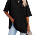 Ebifin Damen Tshirt Oversize Oberteile Rundhals,Weiß,L