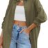 Cicy Bell Damen Oversized Bluse Gestreifte Langarmshirts Blau XL