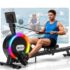 MERACH Heimtrainer Fahrrad mit Magnetischem Widerstand, Leises Hometrainer Fahrrad mit Verbesserter Stoßdämpfender Luftkissensattel, Eigener App, Stabiler H-Rahmen für besseren Halt, Bis 150KG