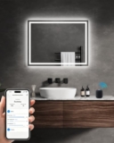 SWHC Badspiegel mit Beleuchtung, 80X60 cm Led Smart App Badezimmerspiegel,