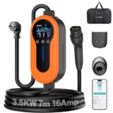 3.5kW Type 2 Mobile Wallbox with App [7 m, 6-16 A], Portable EV Charger,