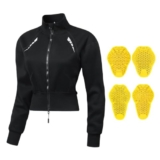 XFNWT Motorradjacke für Damen mit CE-geprüften Protektoren, kurz geschnitten mit Thermofleece-Futter, winddicht und reflektierend, 99.99