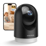 WOLFANG Überwachungskamera Innen 2K, WLAN Kamera Innen mit 360° PTZ, Auto-Tracking & Nachtsicht, Hundekamera mit 2-Wege-Audio, Kompatibel mit Alexa & Google Home,
