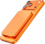 Kstime Magnetische Powerbank, 10000 mAh, 14 mm, ultradünnes Titan-Design, PD20W, kabelloses tragbares Ladegerät mit USB-C-Eingang und Ausgang, kompatibel mit iPhone 17/16/15/14/13/12 Serie (Orange),