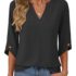 J.VER Bluse Damen Langarm Business Casual Hemd Einfarbig Straight Oberteil