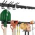 BONTEC Wandmontierter Werkzeughalter, 336 kg Tragfähigkeit, 3 Rail Panels, Verstellbare Garage Wandregale mit 8 Haken, Besenhalter, Gartengeräte Aufbewahrung, Stabil und Rostbeständig, Schwarz