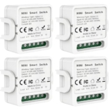 GAOUTO 4 Stück Zigbee Schalter, Smart Lichtschalter Modul, Interruptori Inteligente Sprachsteuerung, Kompatibel Alexa/Tuya App, Neutralleiter Erforderlich, Alexa Lichtschalter, 1 Wege,