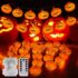Herbstdeko Kürbis Deko mit LED Licht,3 Stück Herbst Deko Kürbis