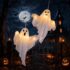 Efymosce 3 Stück Halloween Deko Outdoor Geist, Geister Windsack mit LED, Halloween Dekorationen Hängende für Outdoor, Vorgarten, Terrasse, Rasen, Garten, Partydekor